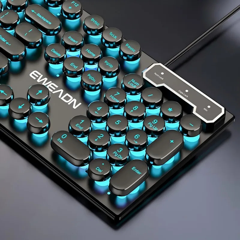 Laptop Mouse - Retro Punk Mechanisches Tastatur-Maus-Set Kabelgebunden Kabellos